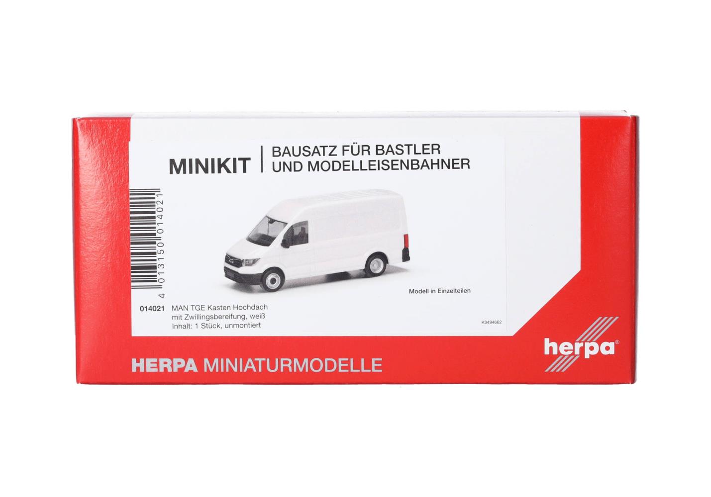 Herpa 014021 MiniKit MAN TGE Kasten HD Zwillingsantrieb weiß 1:87