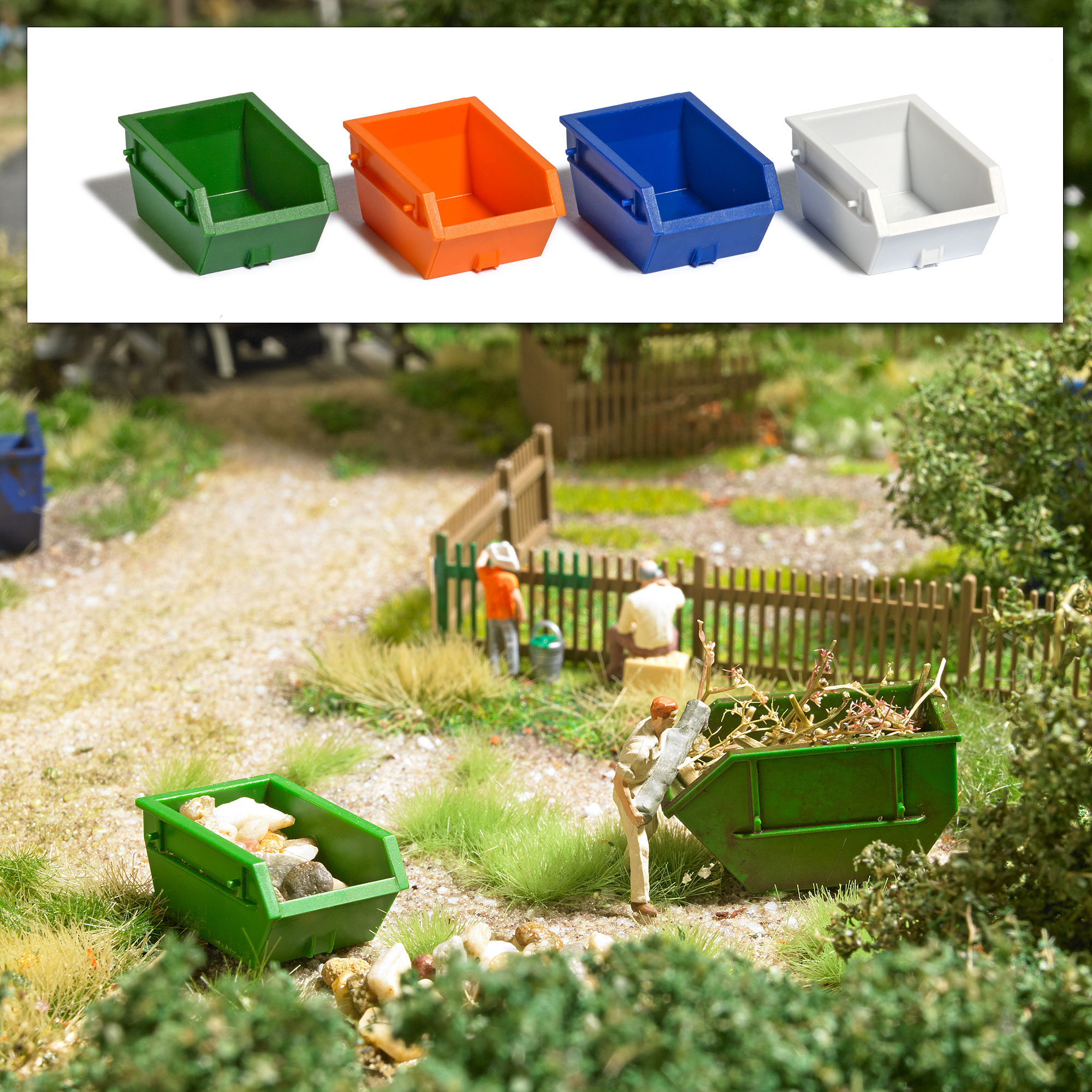 Busch 7752 Mini-Set 4 Absetzcontainer 1,5 m³ 1:87 Spur H0 Neu