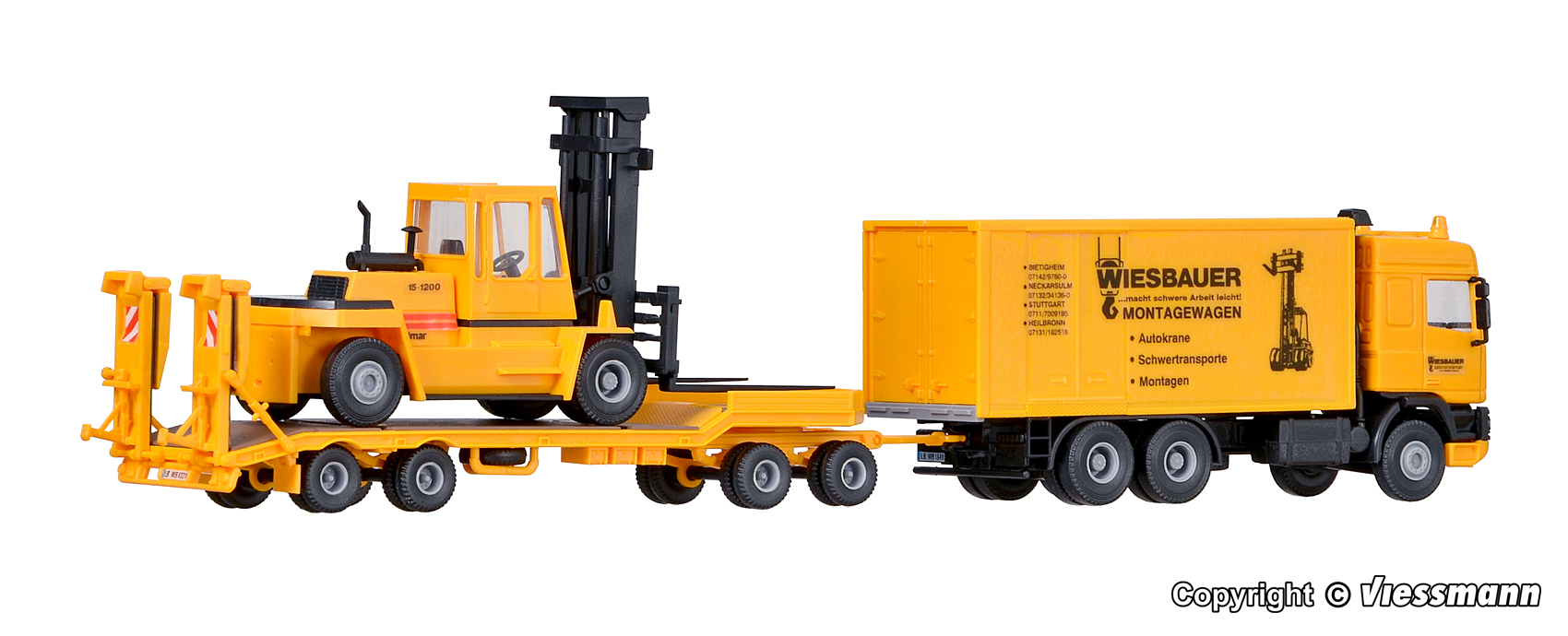 Kibri 13580 DAF Zugmaschine mit Tiefladeanhänger und Stapler 1:87