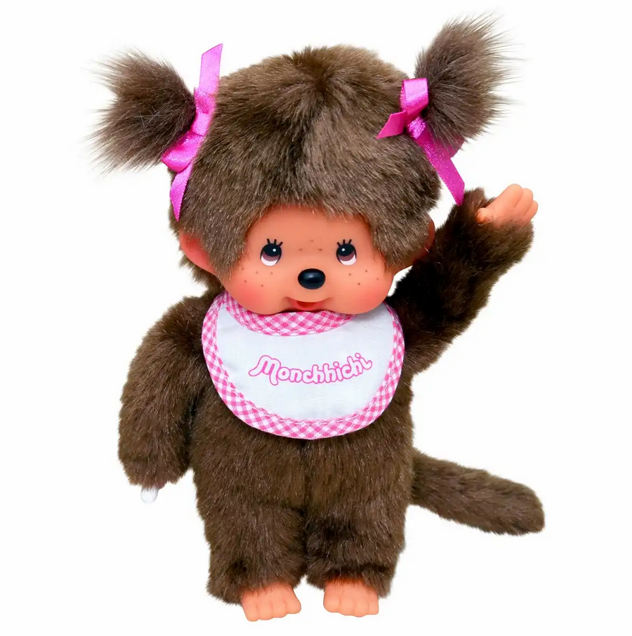 Monchhichi 255550 Mädchen mit Latz pink/braun 20 cm Stoff/Plüsch NEU