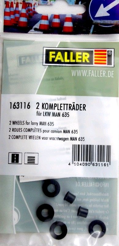 Faller 163116 Car System H0 Kompl.räder (Hinterachse) LKW MAN 635 1:87