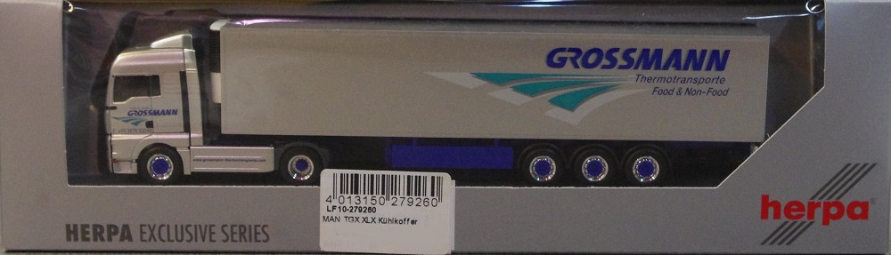 Herpa 279260 MAN TGX XLX Kühlkoffer Sattelzug Grossmann 1:87 H0 Neu OVP