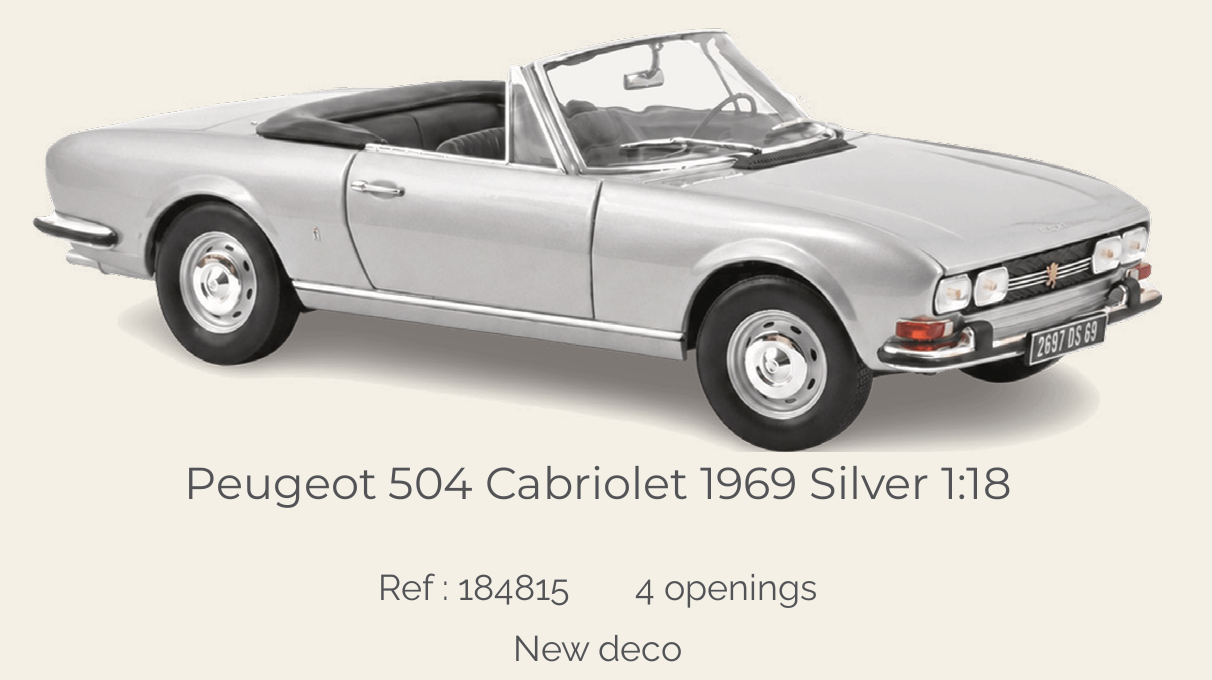 Norev 184815 Peugeot 504 Cabriolet 1969 Silver 1:18