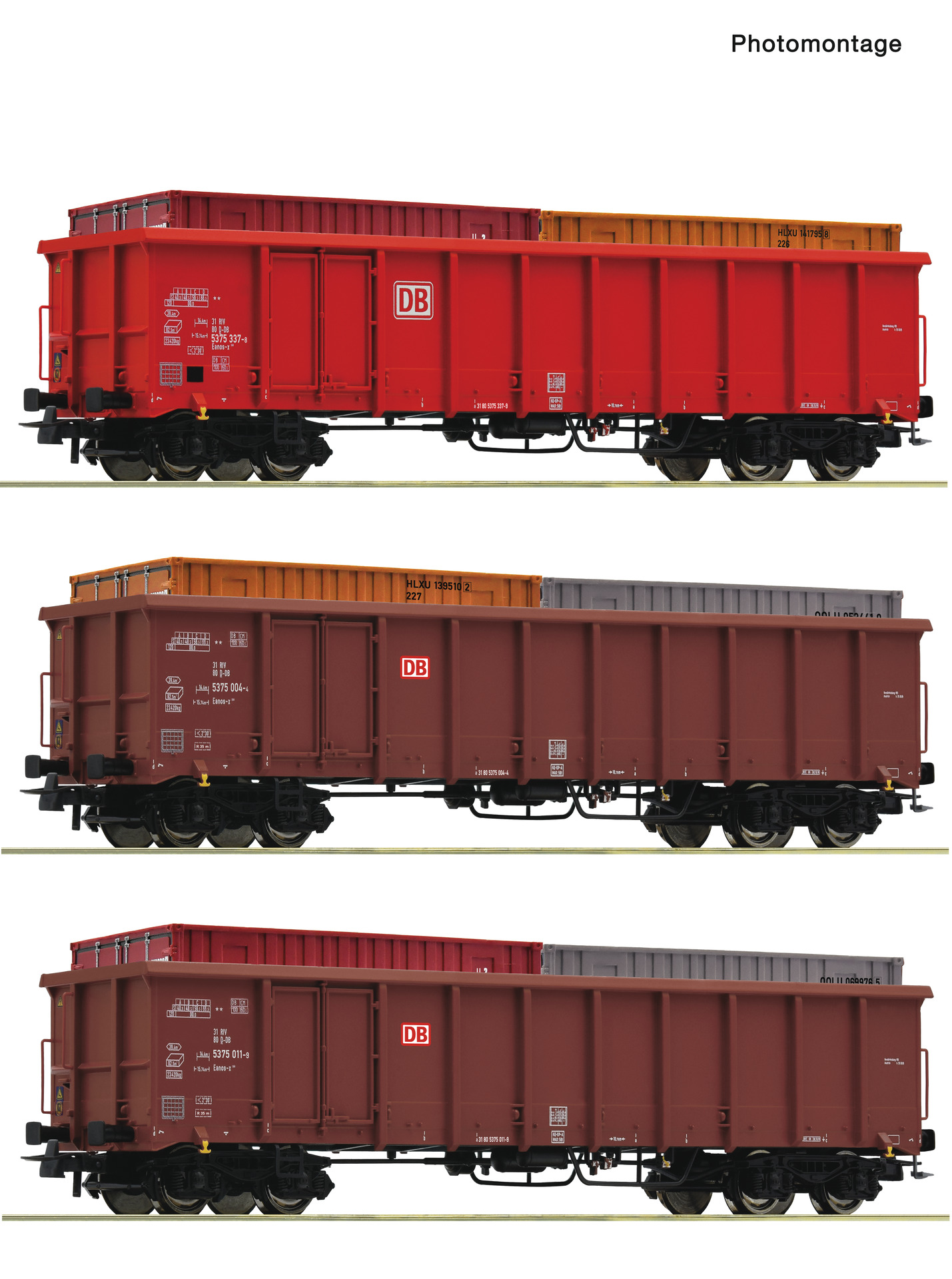 Roco 6600291 3-tlg. Set: Offene Güterwagen