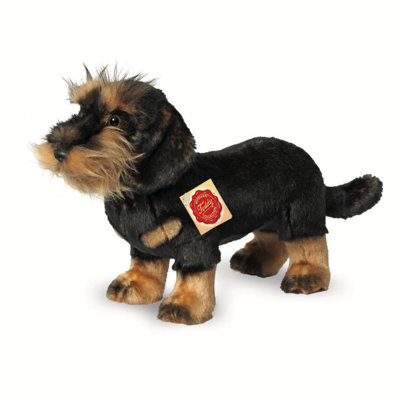 Teddy Hermann 919230 Rauhaardackel stehend schwarz/braun 28 cm Plüsch