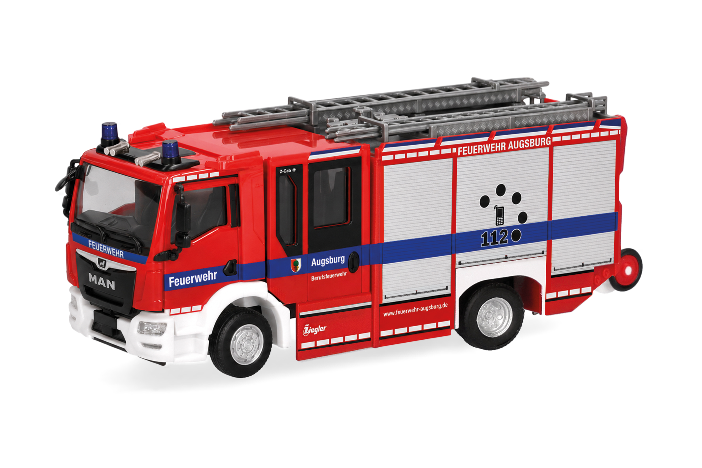 Herpa 097734 MAN TGM CC Z-Cab HLF FW Augsb.