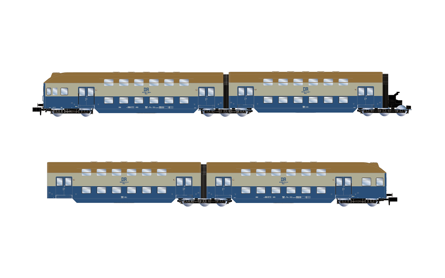 Arnold HN4521 DR, 4-tlg. Doppelstockeinheit DBv mit Führerstand, blau-grau