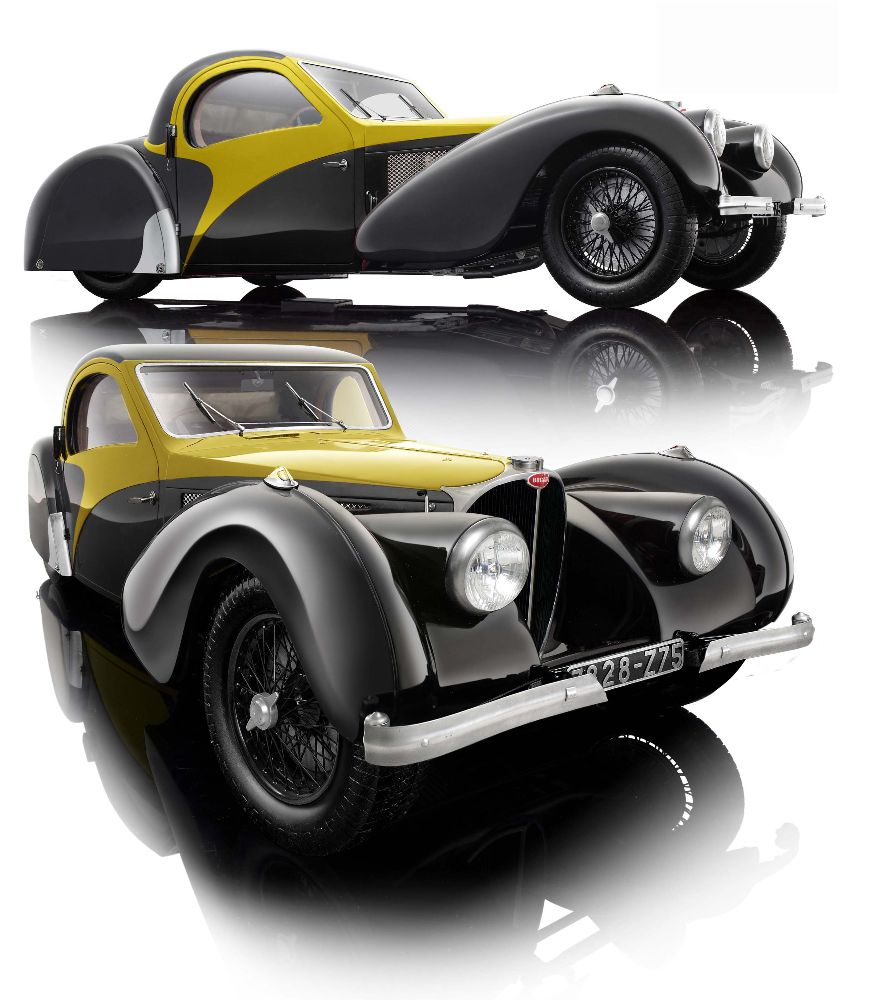 Bauer 7828-Z75Y Bugatti Type 57SC Atalante 1937 gelb 1:12 Neu OVP