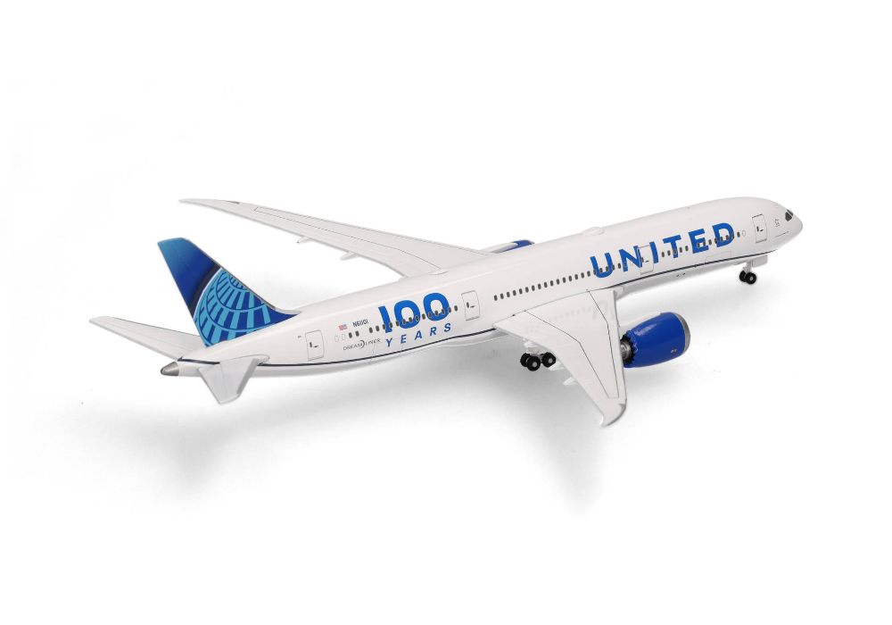 Herpa 539050 United Airlines Boeing 787-9 Dreamliner 100 Years 1:500