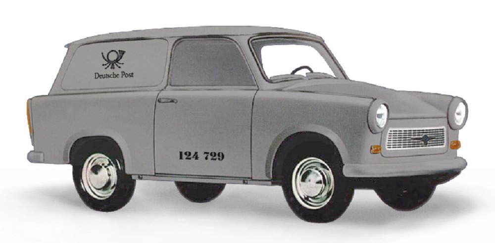 Busch 53210 Trabant P601 Kombi, Deutsche Post, Grau - 1:87 - Neu