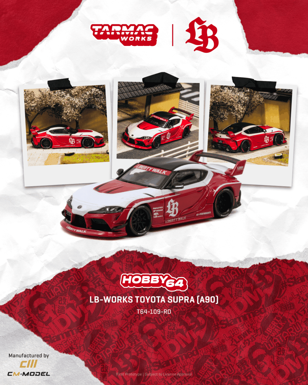 Tarmac Works T64-109-RD 1:64 TOYOTA SUPRA (A90) LB-WORKS RED 2025
