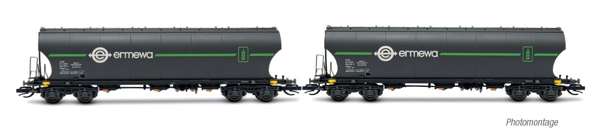 Arnold HN9764 F-ERSA, 2-unit pack 4-axle round-sided silo wagons TT