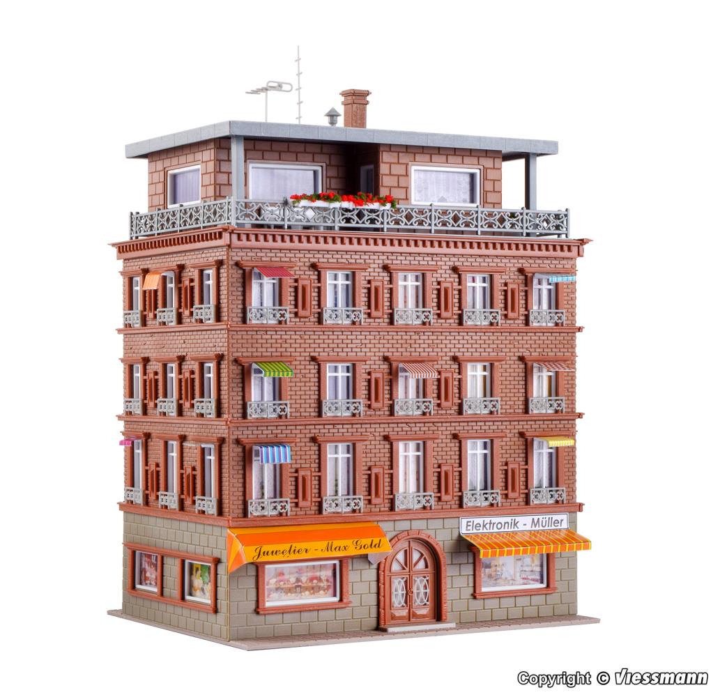 Vollmer 43611 Penthaus mit Dachterrasse rot 1:87 Spur H0 Bausatz