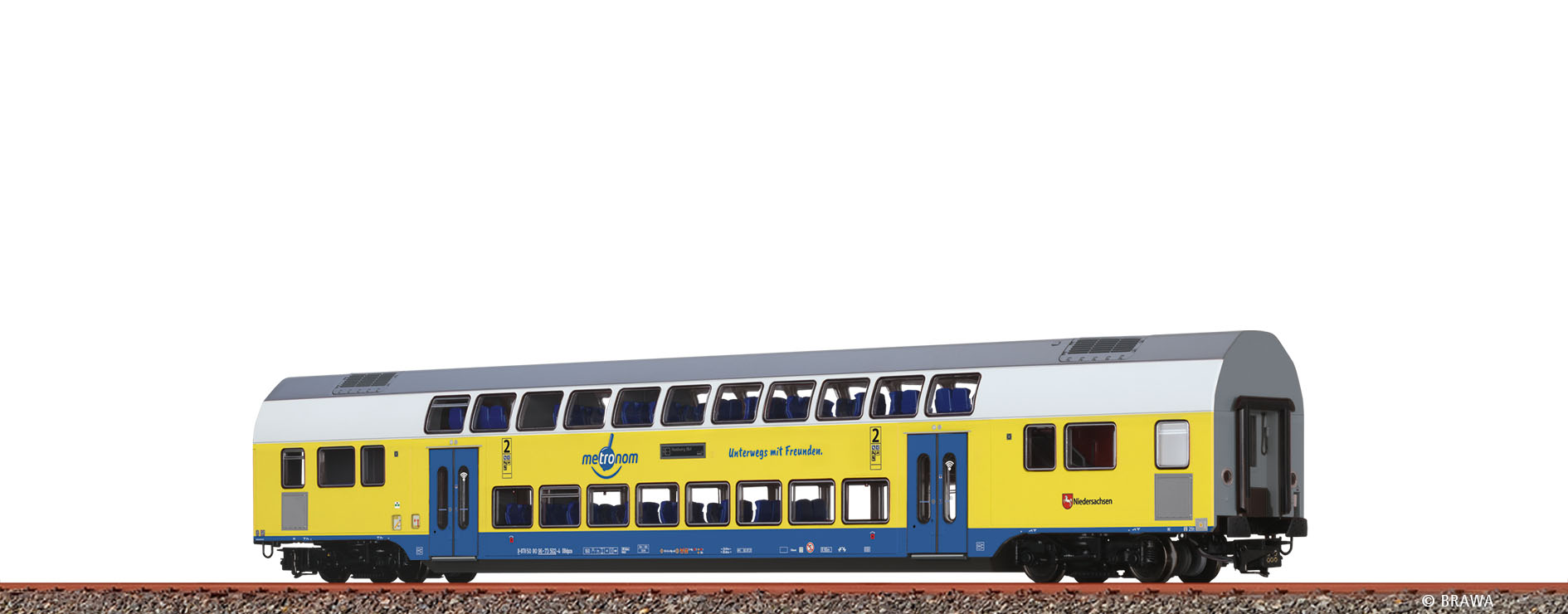Brawa 44576 H0 Doppelstock-Mittelwagen 2. Kl. Metronom (RE 3 Hamburg Hbf