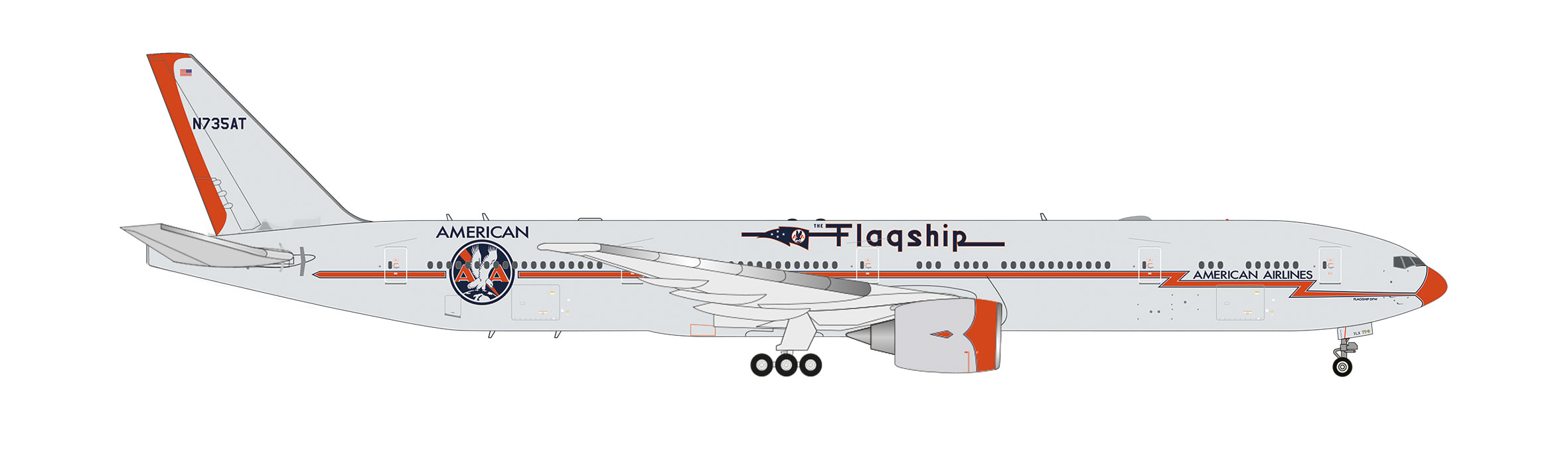 Herpa 539173 B777-300ER AA FlagshipHeritage