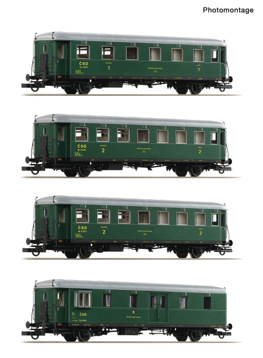 Roco 6200282 4er Set Personenwagen "Rybak" CSD DC Spur H0