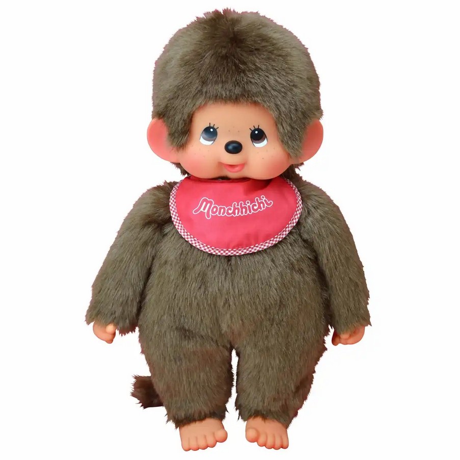 Monchhichi 255410 Plüschfigur Junge mit Latz rot/braun 45 cm Stoff NEU