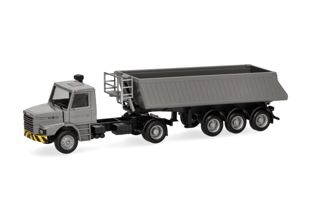 Herpa 319713 Scania Hauber Kipp-Sattelzug grau/gelb 1:87 Spur H0