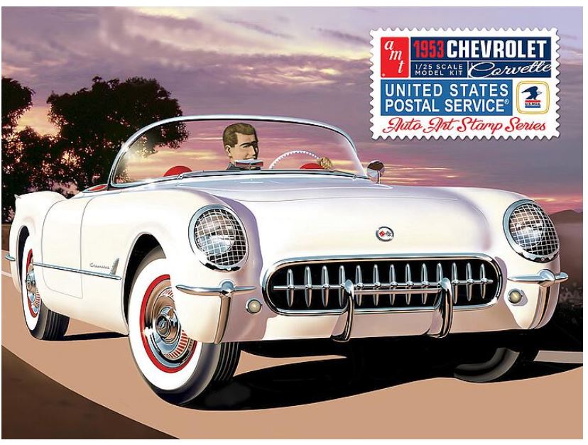 AMT AMT1244/12 1953 CHEVY CORVETTE USPS STAMP SERIES 1:25 Neu