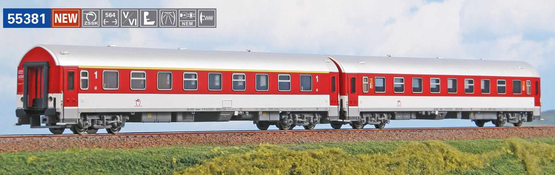 ACME 55381 Wagenset Apeer 1.Kl. Bpeer 2.Kl. ZSSK 1:87 Spur H0