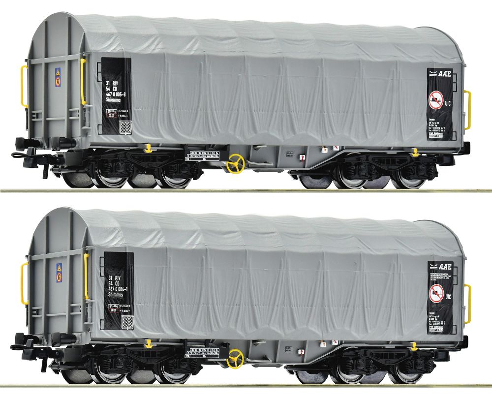 Roco 6600144 2-tlg Set Schiebeplanenwagen CD 1:87 Spur H0 DC NEU