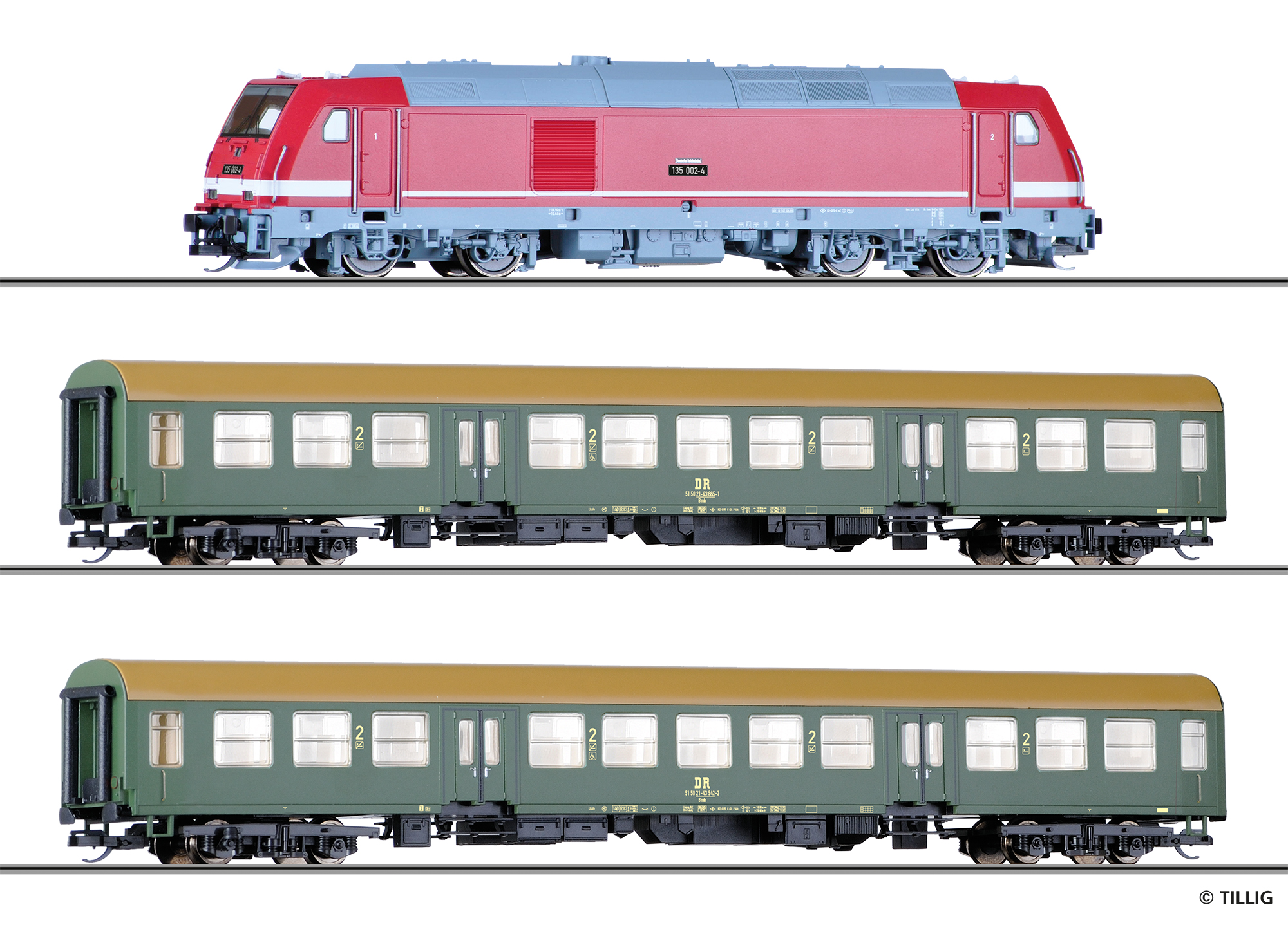 Tillig 01504 Einsteiger-Set: Reisezug der DR, bestehend aus Diesellokomot