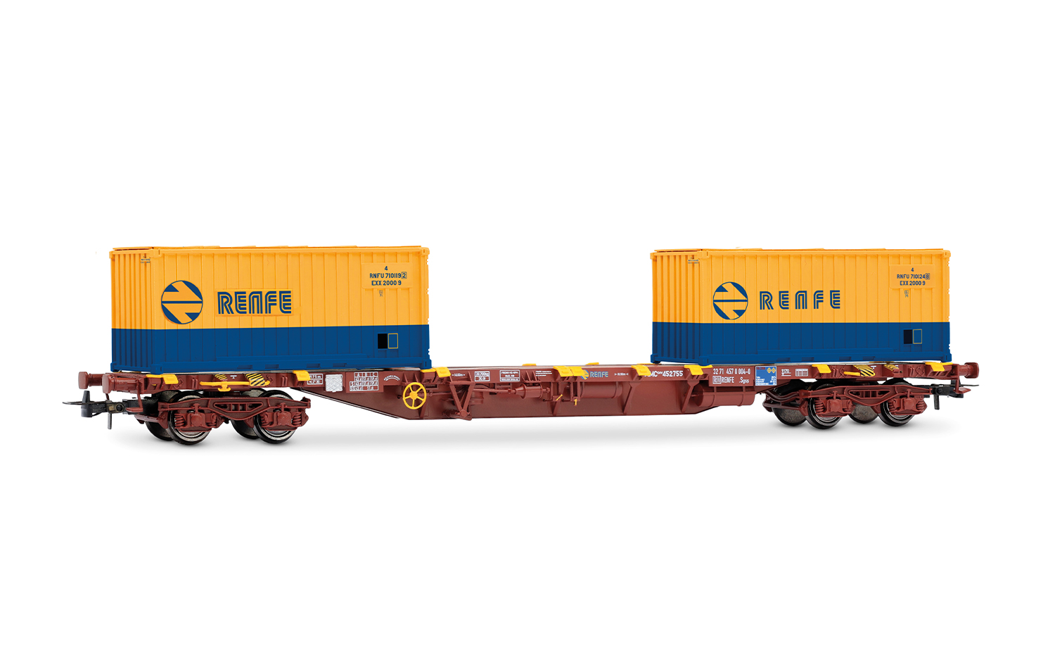 Electrotren HE6101 RENFE, MMC3-Containerwagen, beladen mit 2 x 20'-Container „R