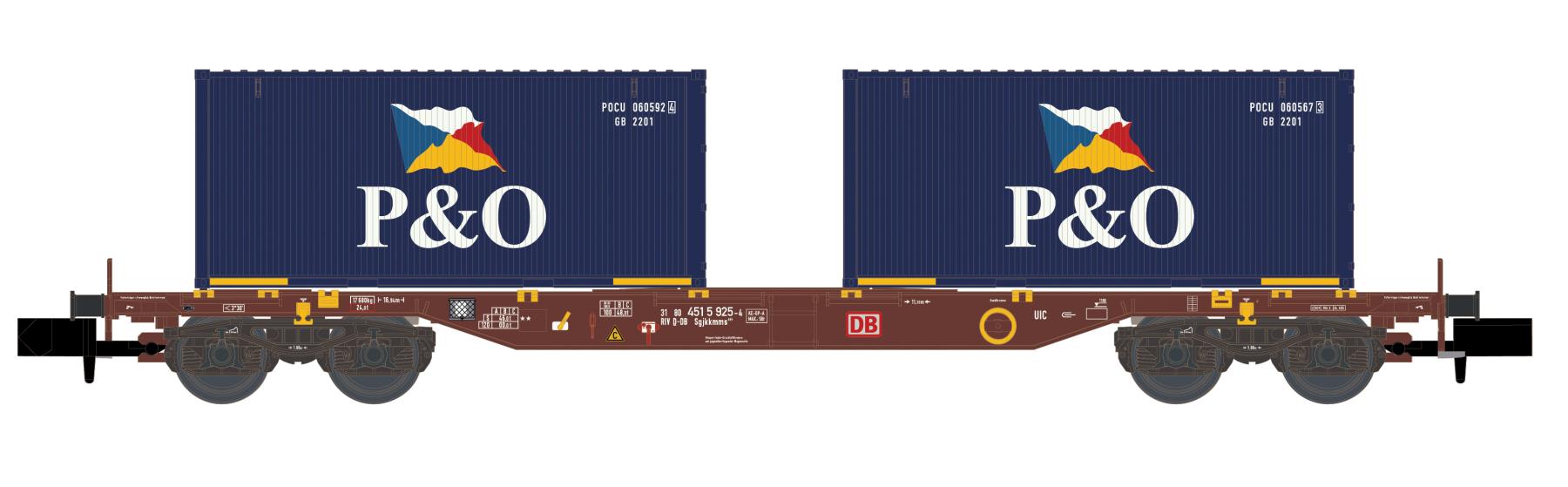 Hobbytrain H23203 Containerwagen Sgjkkmms 699 DB, Ep.IV, P&O Spur N