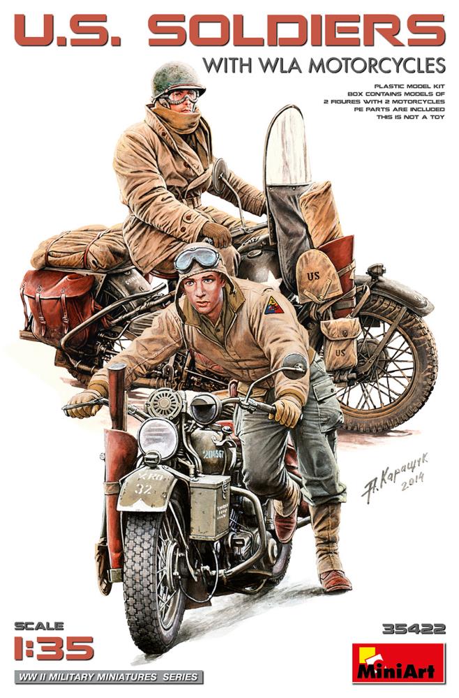 MiniArt 35422 US-Soldaten mit WLA Motorrädern 1:35 Bausatz Neu