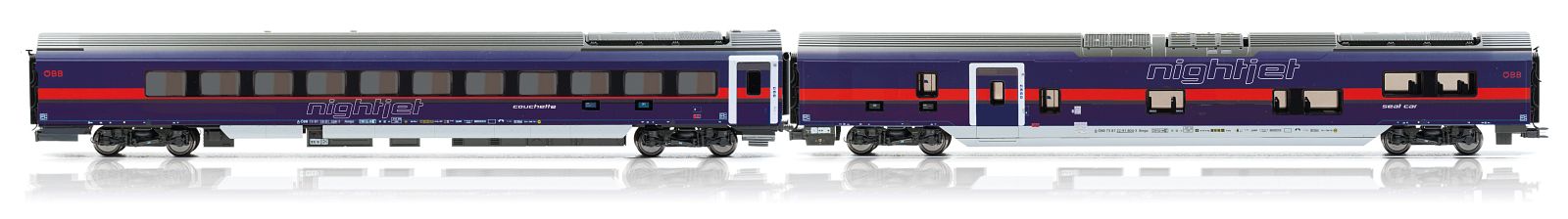 Jägerndorfer 72450 2er Set Nachtzugwagen DANI ÖBB Nightjet HE Spur H0