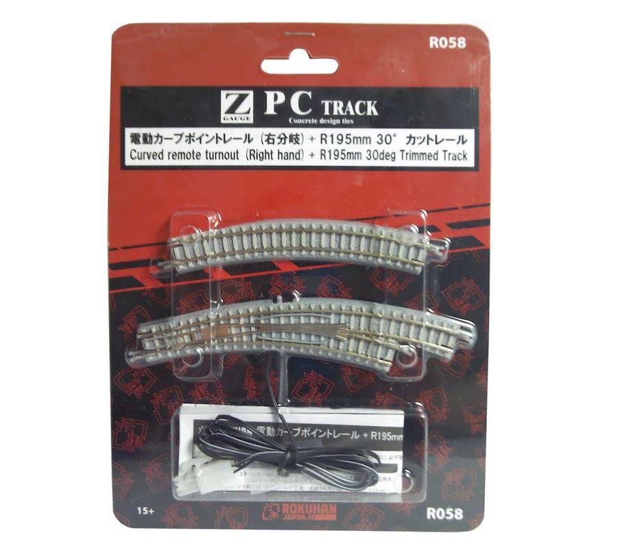 Rokuhan R058 Bogenweiche rechts R195/220-30° 1:220 Spur Z Neu