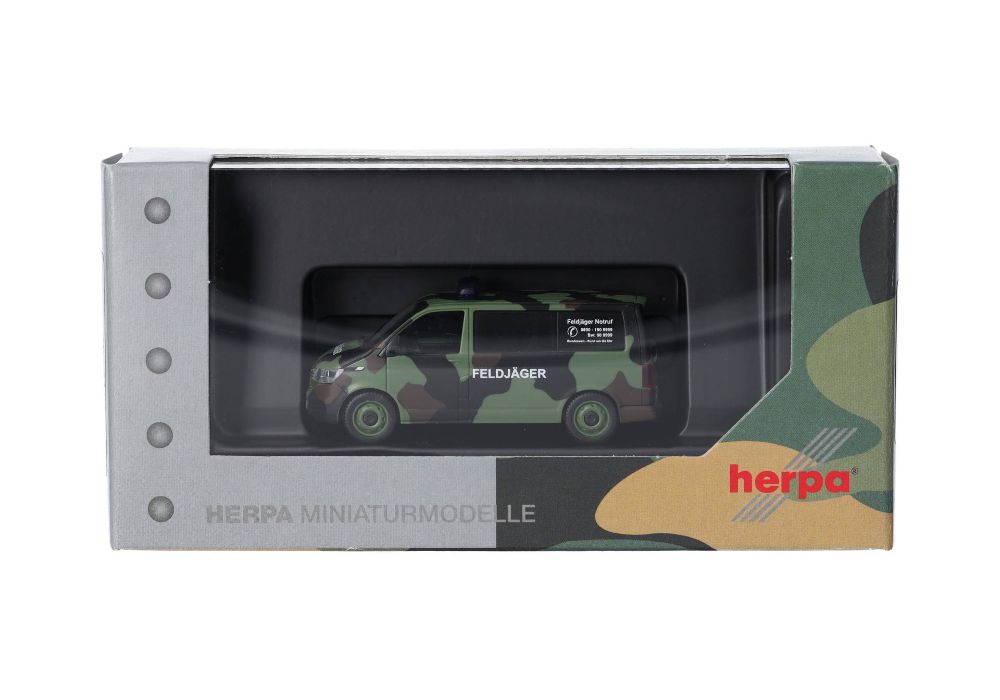 Herpa 700917 VW T 6.1 Bus "Feldjäger" Flecktarn 1:87 Spur H0 NEU