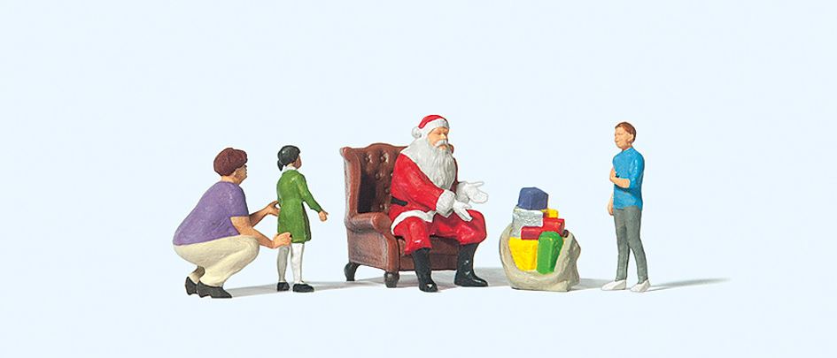 Preiser 10763 Weihnachtsmann im Sessel Mutter mit Kindern Spur H0