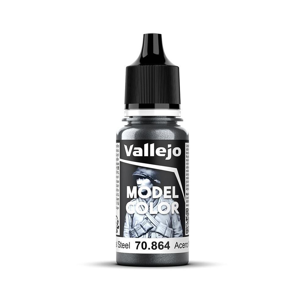 Vallejo 70864 Stahlgrau, Metallic, 18 ml Model Color NEU