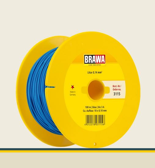 Brawa 3115 Litze 0,14 mm² blau 100-m-Spule Einadrig Neu OVP