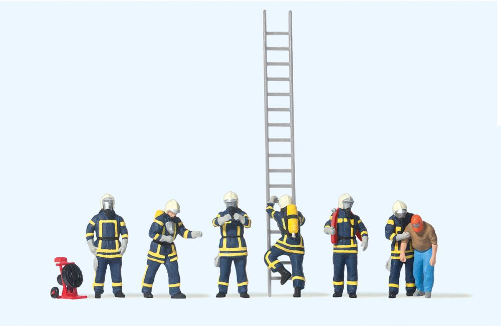 Preiser 10765 Feuerwehrleute in moderner Einsatzkleidung - Spur H0