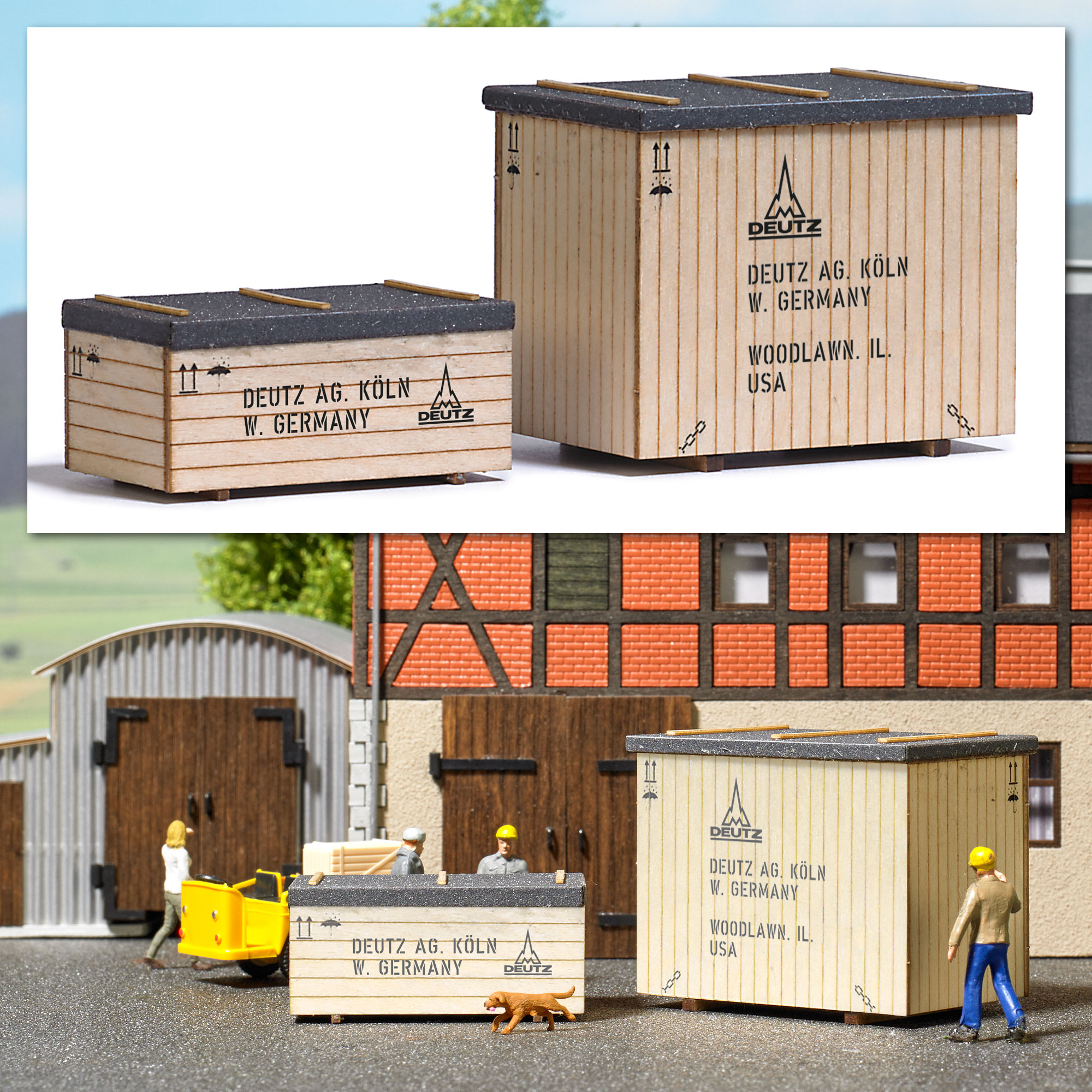 Busch 1841 Maschinenkisten West 1:87 Spur H0 Bausatz Neu OVP