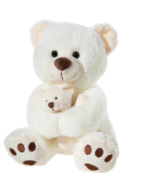 Heunec 504851 Misanimo Bär mit Baby beige 25 cm Stoff/Plüsch Neu