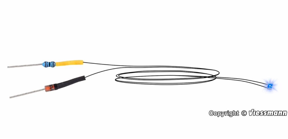 Viessmann 3564 LED blau mit angelöteten Kabeln, 5 Stück - H0 1:87