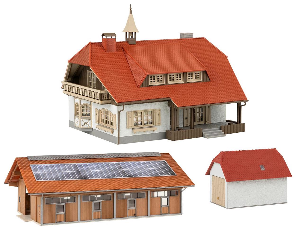 Faller 130583 Bauernhaus mit Stallung und Garage 1:87 Spur H0 Neu