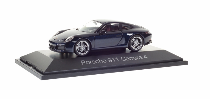 Herpa 071093 Porsche 911 Carrera 4 Coupé in " dunkelblau-metallic " 1:43